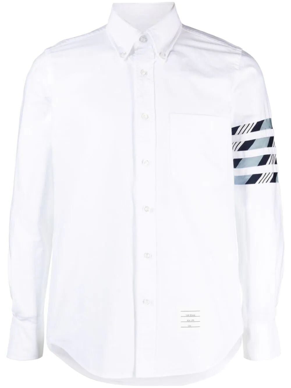 Men's 4 Bar Striped Cotton Shirt - White