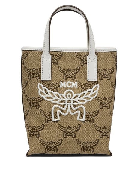 MCM Logo Embroidered Tote Handbag