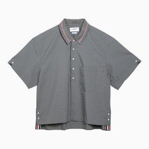 THOM BROWNE Stylish Gray Short-Sleeved Shirt for Men, Perfect for SS24