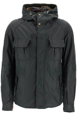 BARBOUR Men's Waxed Finish Raincoat with Hooded Design