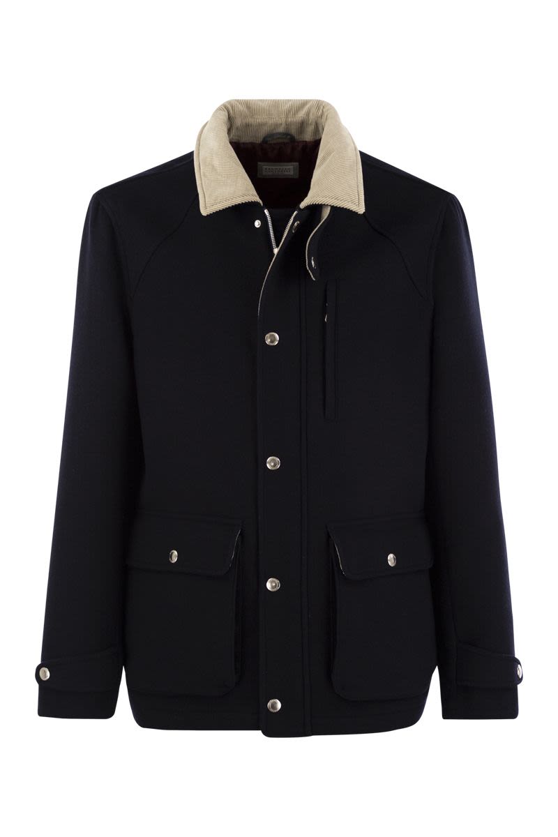 BRUNELLO CUCINELLI Elegant Double Wool Outerwear with Corduroy Detail