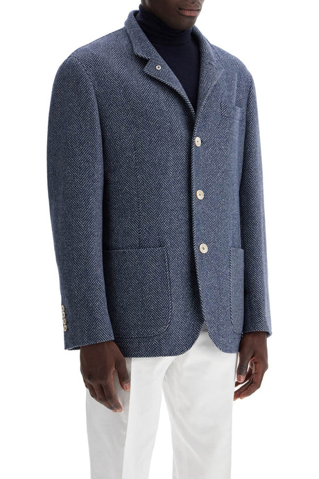 BRUNELLO CUCINELLI Luxury Chevron Pattern Wool Blend Jacket