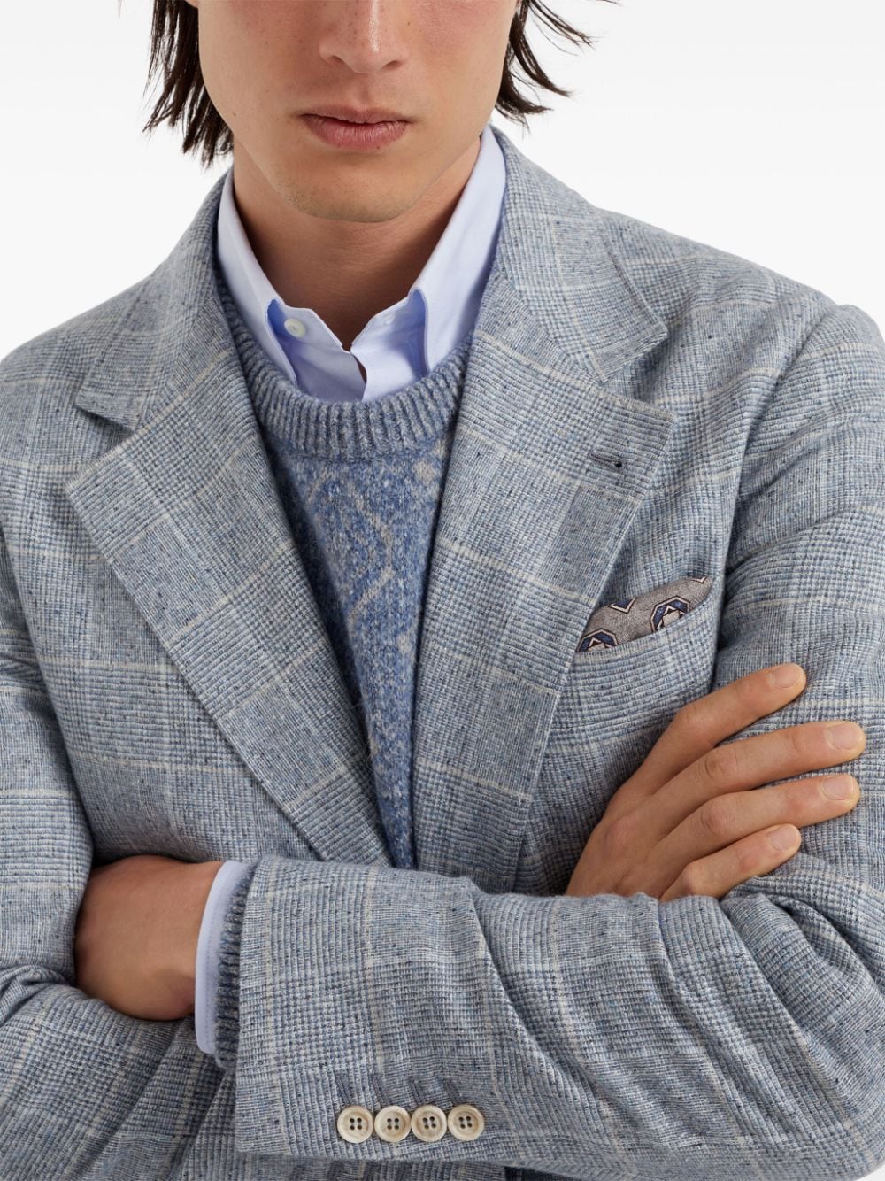 BRUNELLO CUCINELLI PRINCE OF WALES DECONSTRUCTED JACKET