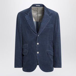 BRUNELLO CUCINELLI Classic Blue Corduroy Jacket for Men - FW24