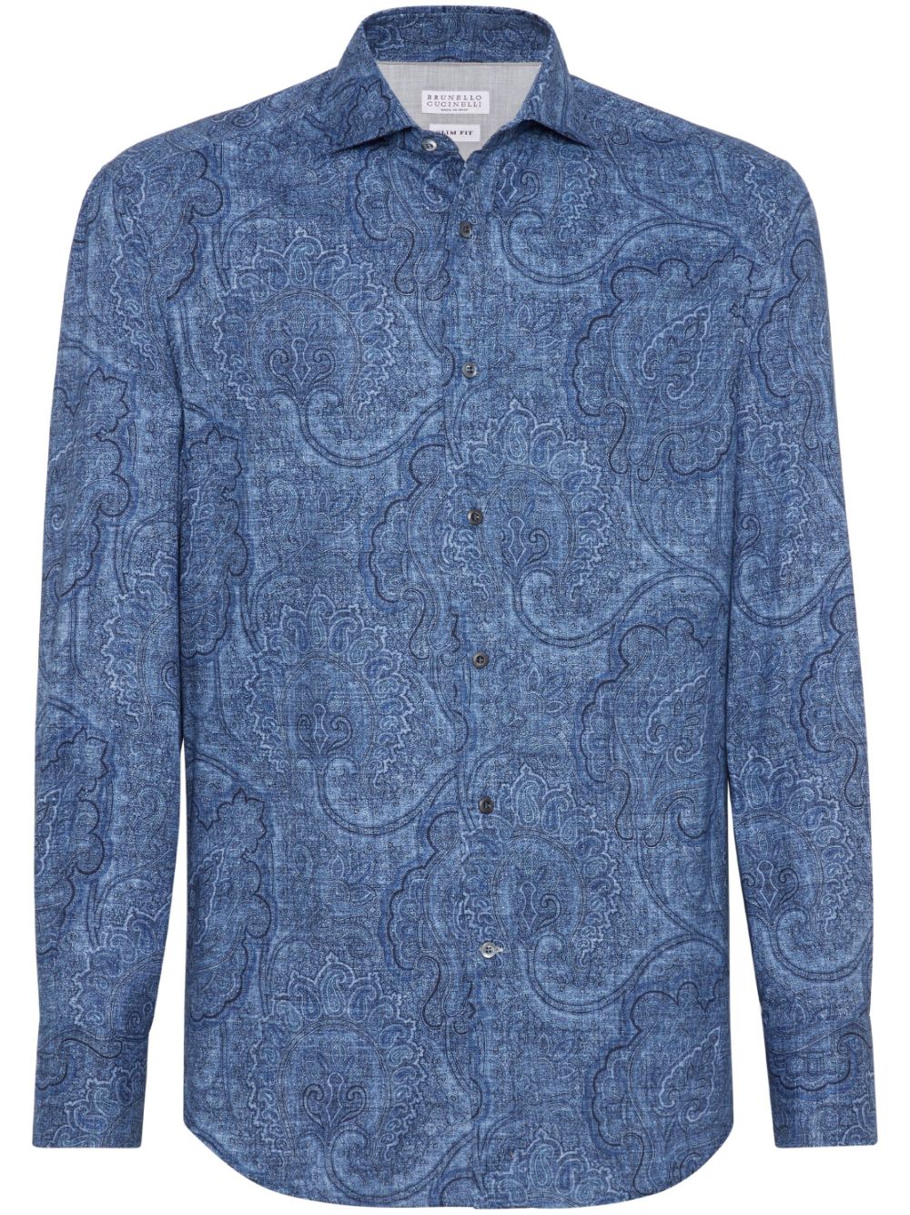 BRUNELLO CUCINELLI Slim Fit Paisley-Patterned Cotton Shirt for Men