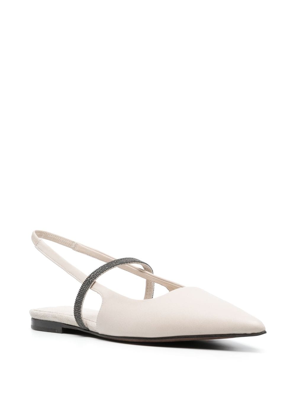 BRUNELLO CUCINELLI Tan Leather Slingback Ballet Flat for Women