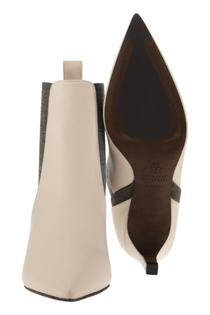 BRUNELLO CUCINELLI Refined and Luxurious Leather Heeled Ankle Boots for Women