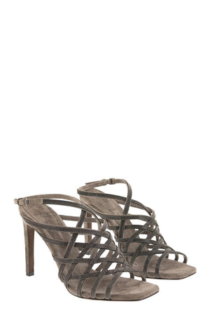 BRUNELLO CUCINELLI Feminine Leather High Heel Sandals for Spring/Summer 2024