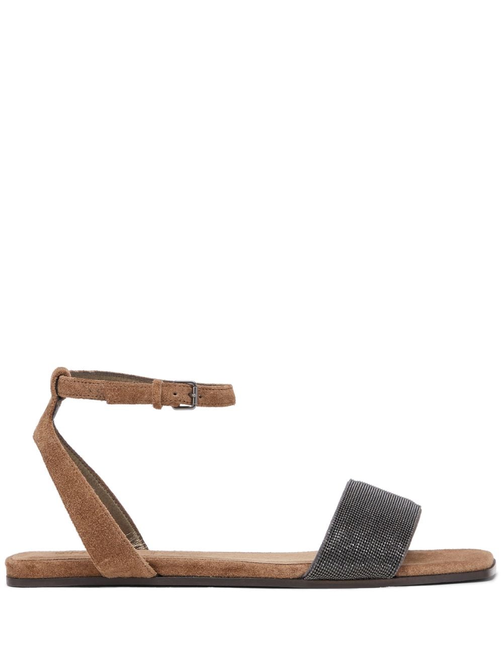 BRUNELLO CUCINELLI Suede Sandals with Signature Chain Detail