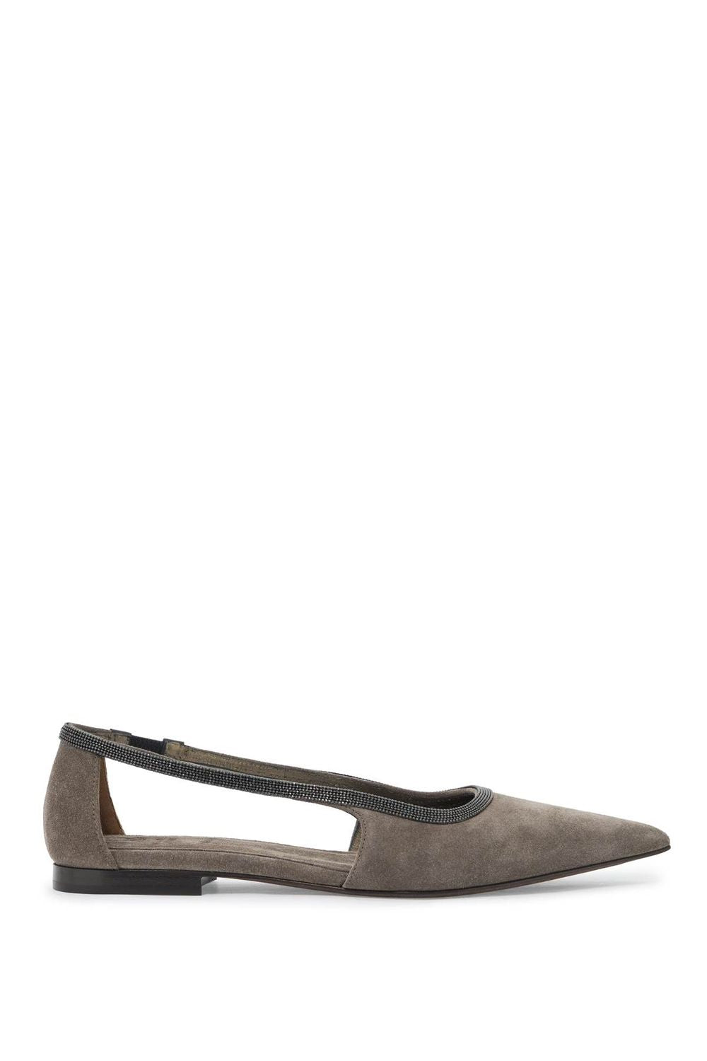 BRUNELLO CUCINELLI Elegant Suede Ballerina Flats with Embellished Details