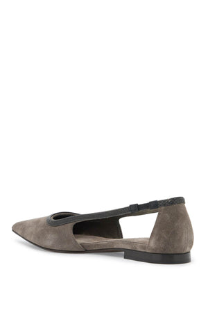 BRUNELLO CUCINELLI Elegant Suede Ballerina Flats with Embellished Details