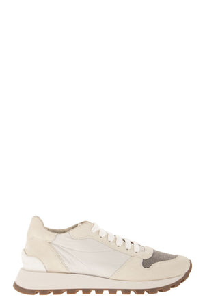 BRUNELLO CUCINELLI Women's Nude & Neutrals Leather Suede Sneakers for Fall/Winter 2023