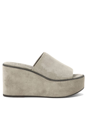 Dove Grey Suede Platform Wedges (伊莉麗卡皮革高跟涼鞋)