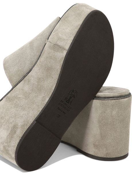 Dove Grey Suede Platform Wedges (伊莉麗卡皮革高跟涼鞋)