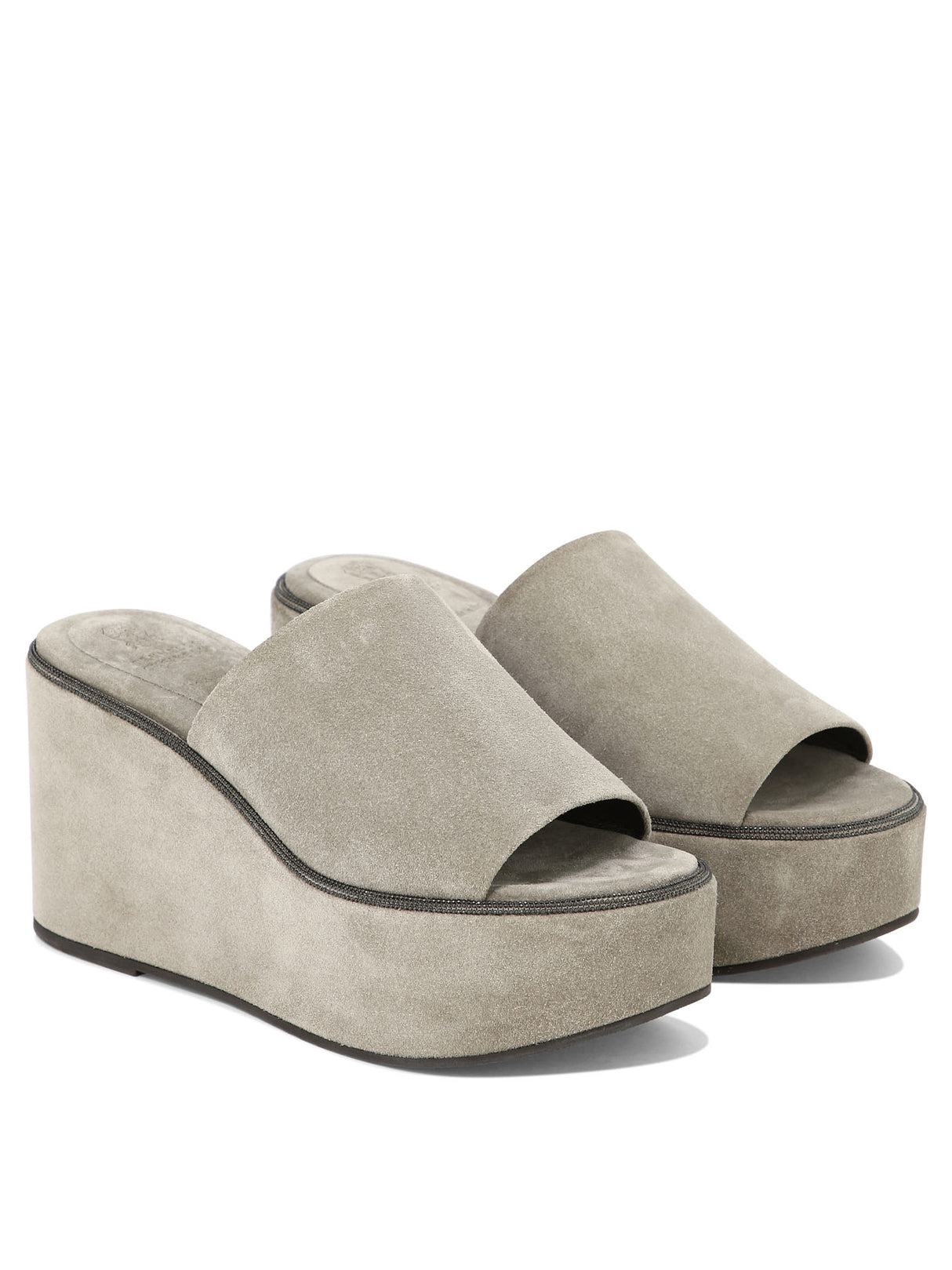 Dove Grey Suede Platform Wedges (伊莉麗卡皮革高跟涼鞋)