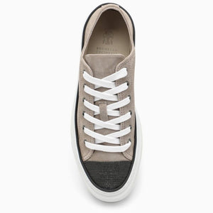 BRUNELLO CUCINELLI Beige Suede Trainers With Embellished Bead Detail - SS24 Collection