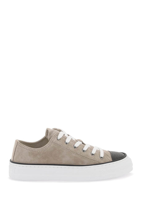 BRUNELLO CUCINELLI Chic Light Brown Suede Lace-Up Sneakers for Women