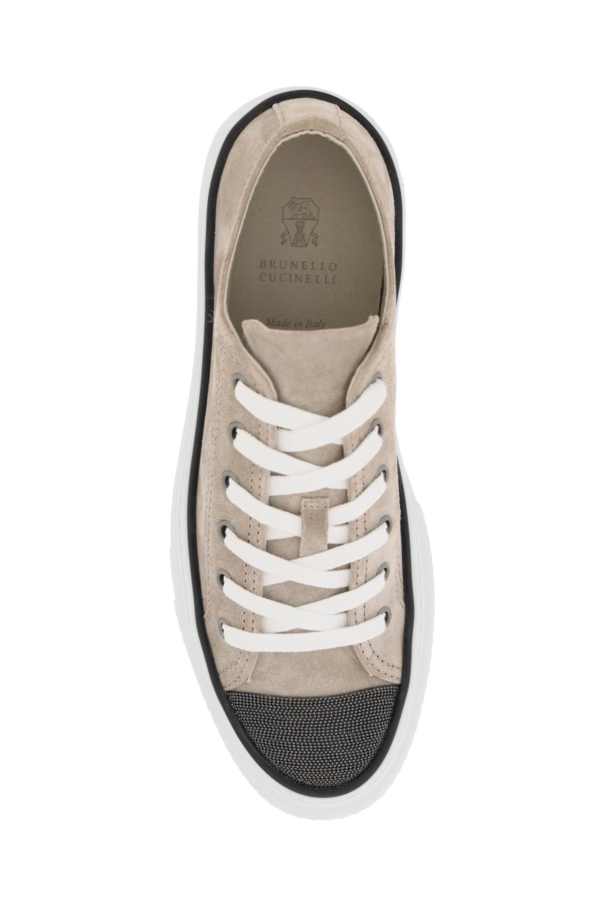 BRUNELLO CUCINELLI Chic Light Brown Suede Lace-Up Sneakers for Women