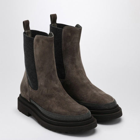 BRUNELLO CUCINELLI Elegant Brown Suede Chelsea Boots