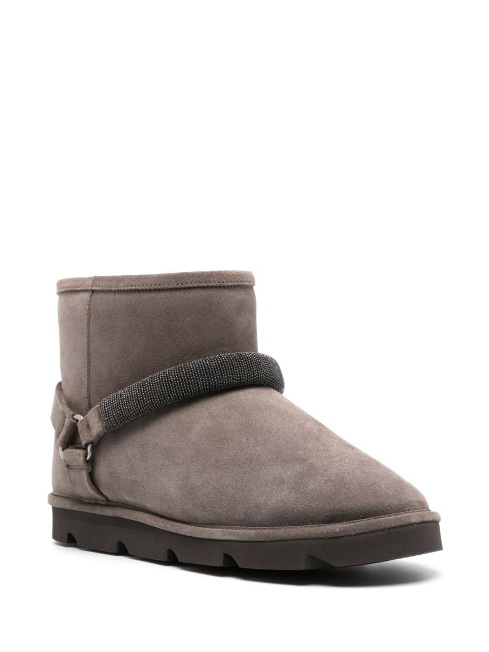 BRUNELLO CUCINELLI Suede Ankle Boots with Shearling Lining - Women's