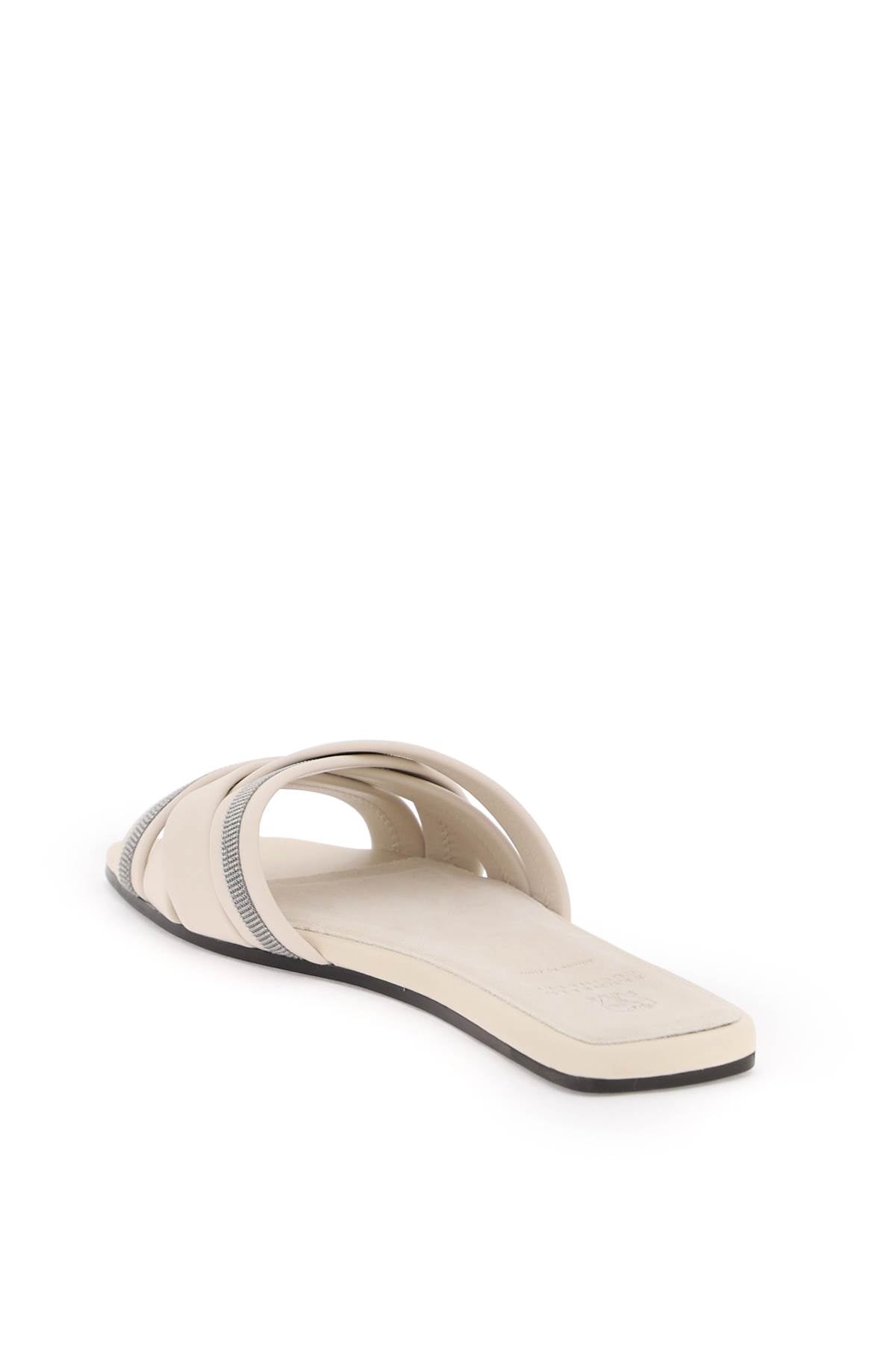 BRUNELLO CUCINELLI Nappa Slide Sandals with Decorative Charm