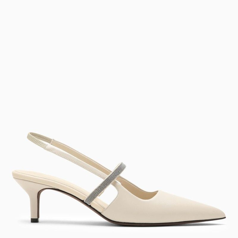 BRUNELLO CUCINELLI Ivory Leather Slingback for Women - SS24 Collection