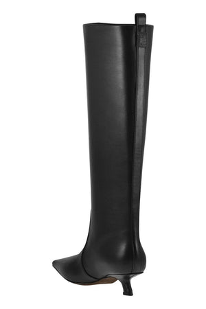 BRUNELLO CUCINELLI Women's Nappa Leather Boots with Shiny Loop Detail - 4 cm Heel