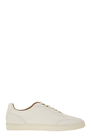 BRUNELLO CUCINELLI Timeless Men's Deerskin Trainers with Latex Sole - Cream