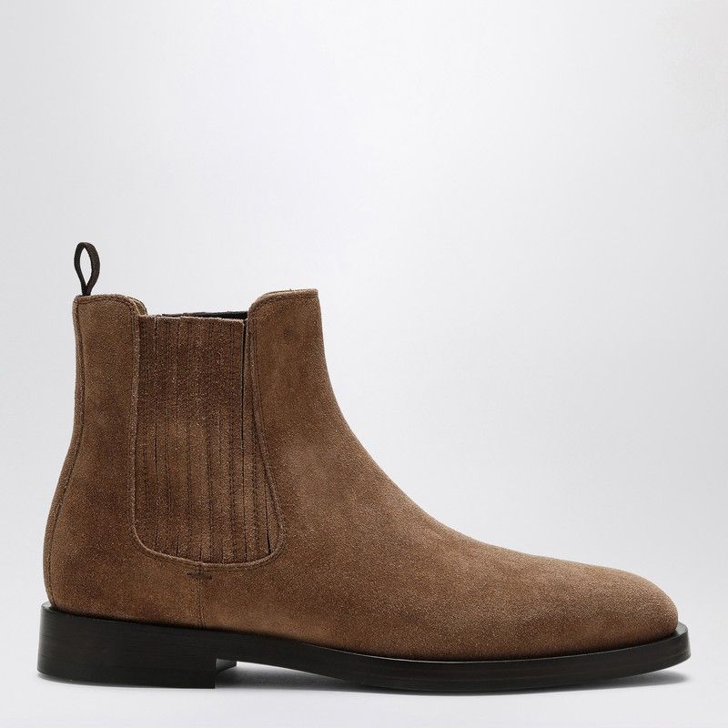 BRUNELLO CUCINELLI Men's Suede Chelsea Boot - Round Toe with Elastic Side Straps