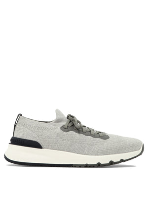 Grey Cotton Runner Sneakers for Men