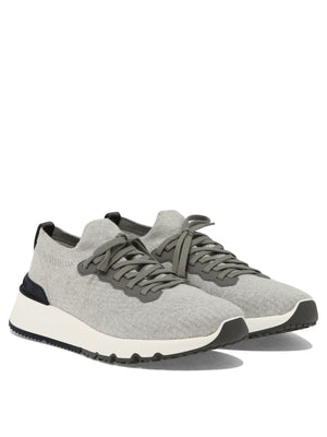 BRUNELLO CUCINELLI Grey Cotton Runner Sneakers for Men