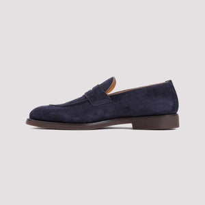 BRUNELLO CUCINELLI Elegant Blue Suede Loafers for Men