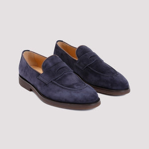 BRUNELLO CUCINELLI Elegant Blue Suede Loafers for Men