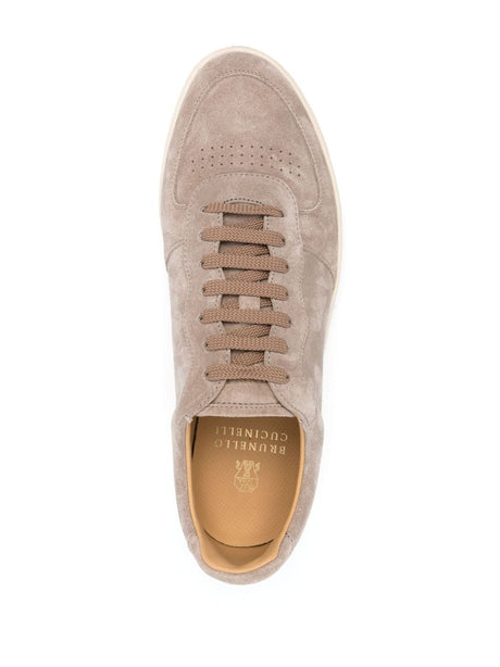 BRUNELLO CUCINELLI Tan Suede Men's Lace-Up Sneakers for SS24 Collection