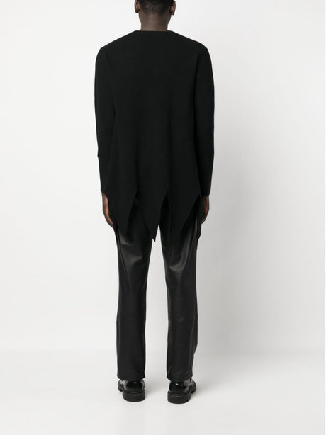 Asymmetric Cut-Out Jumper for Men in Black