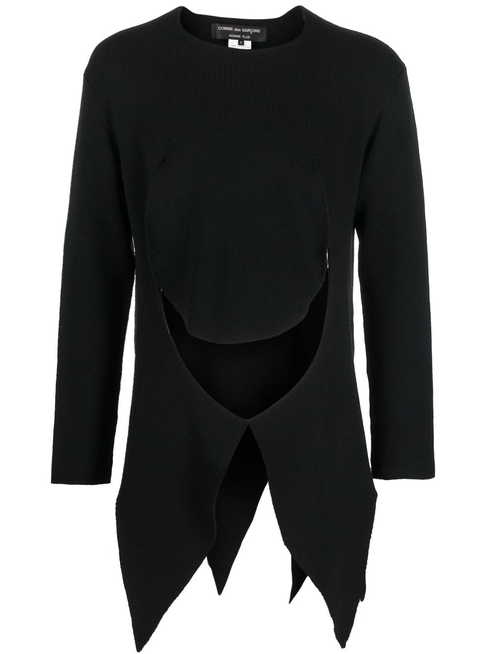 Asymmetric Cut-Out Jumper for Men in Black