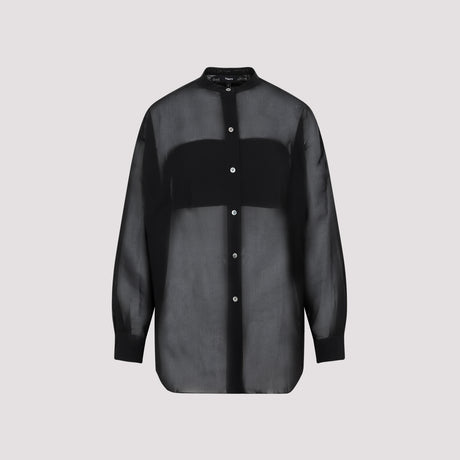 Classic Black Cotton Bustier Shirt - FW23