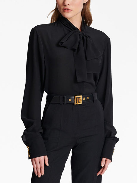 BALMAIN Stylish Black and Gold Logo Women's Belt for FW23