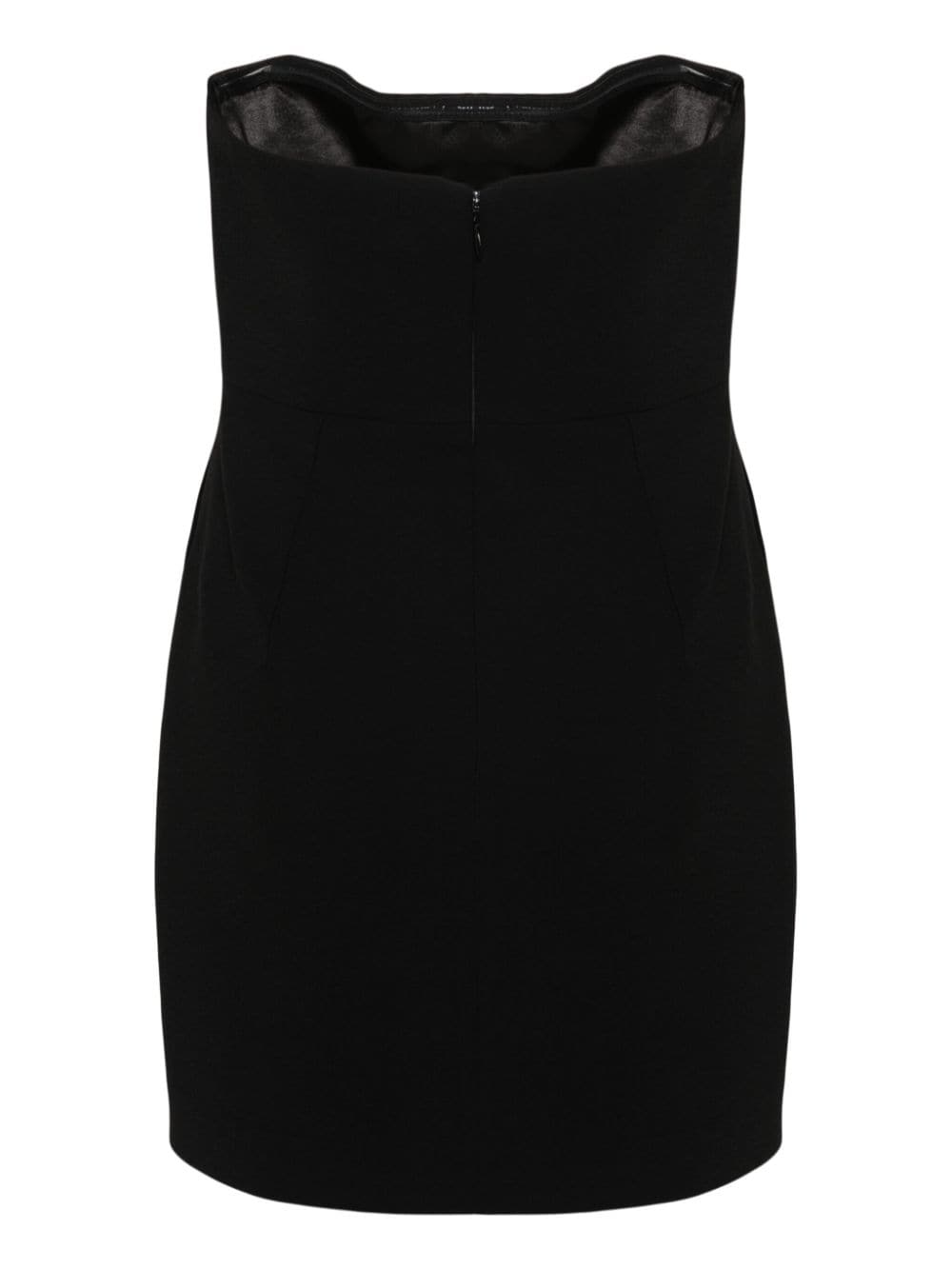 THE NEW ARRIVALS BY ILKYAZ OZEL Elegant Black Strapless Crepe Mini Dress for Women