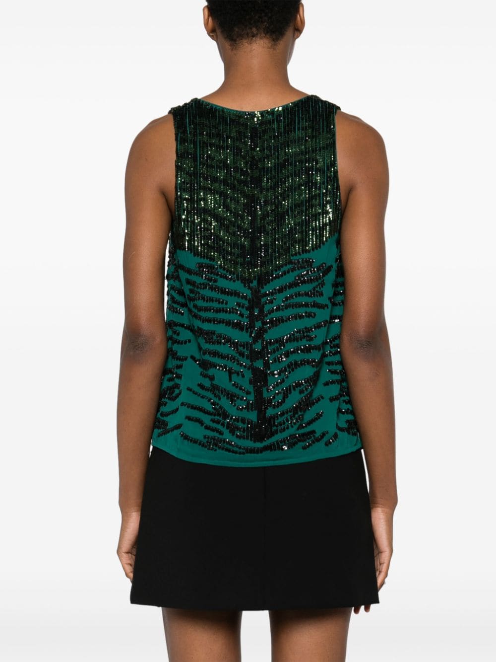 PINKO Emerald Green Sequin Zebra Top