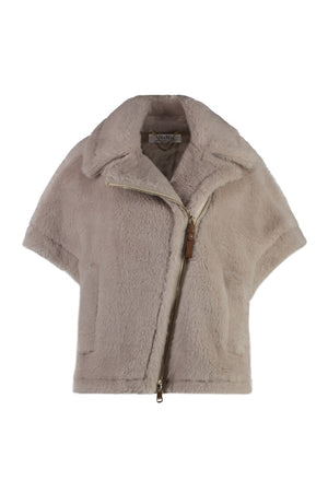 MAX MARA Vegan Fur Jacket with Lapel Collar and Asymmetric Closure