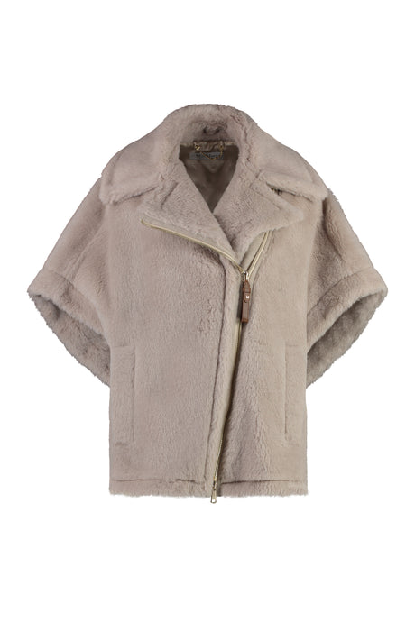 MAX MARA Vegan Fur Asymmetric Jacket for Women - Ecru