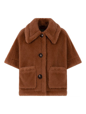 MAX MARA Square Teddy Cape in Luxurious Alpaca and Wool Blend