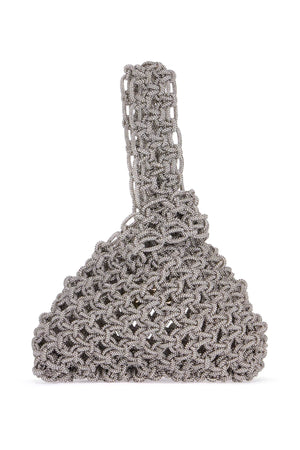 HIBOURAMA Mini Hand-Woven Crystal-Studded Handbag