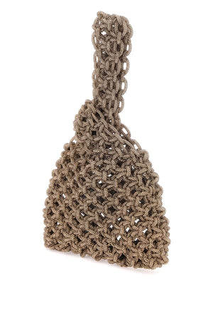 HIBOURAMA Mini Hand-Woven Crystal-Studded Handbag