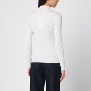 MAISON KITSUNÉ Light Grey Wool and Cotton Turtleneck Sweater for Women