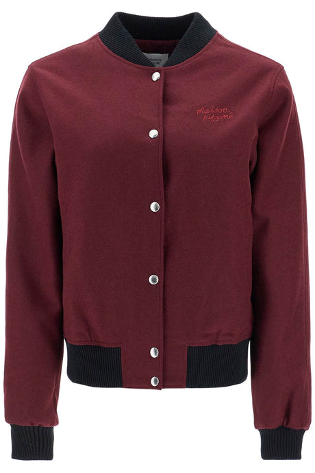 MAISON KITSUNÉ Men's Wool Teddy Jacket with Fox Embroidery