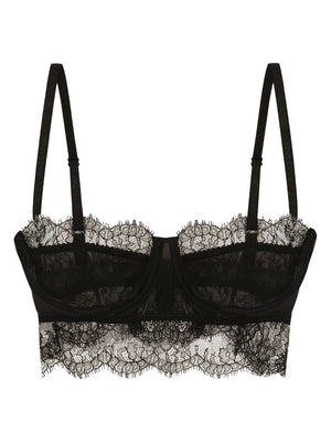 DOLCE & GABBANA Chantilly Lace Balconette Bra - Black