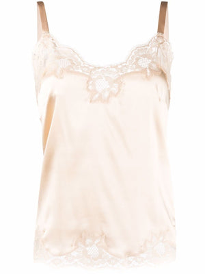 DOLCE & GABBANA Elegant Silk and Cotton Slip Top with Lace Trim for Women - SS22