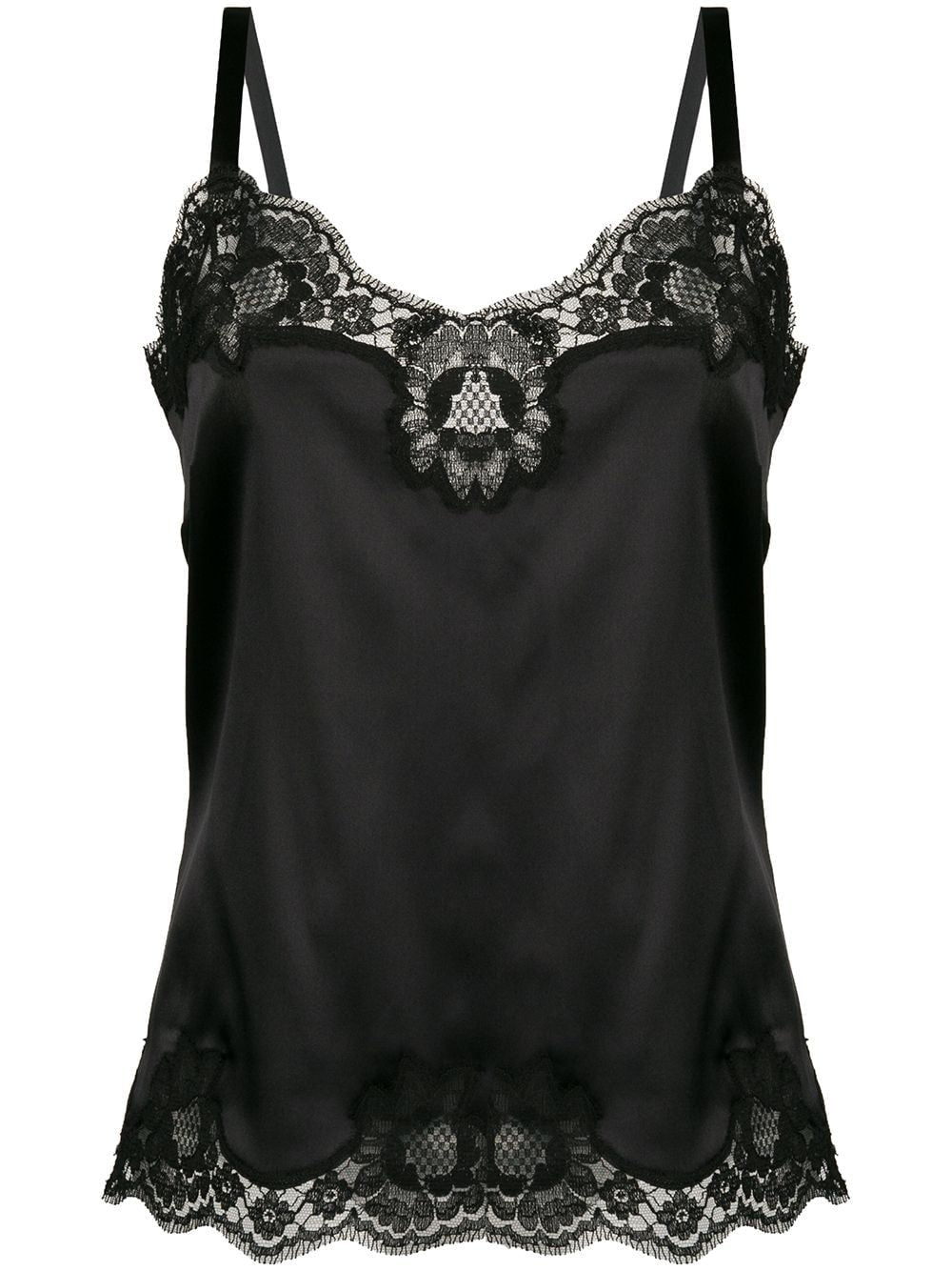 DOLCE & GABBANA Elegant Silk and Cotton Slip Top with Lace Trim for Women - SS22